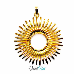 Gold Giant Sun pendant in gold-tone stainless steel - front view - JewelHub