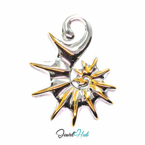 Spike Shell pendant in DuoTone stainless steel - front view - JewelHub