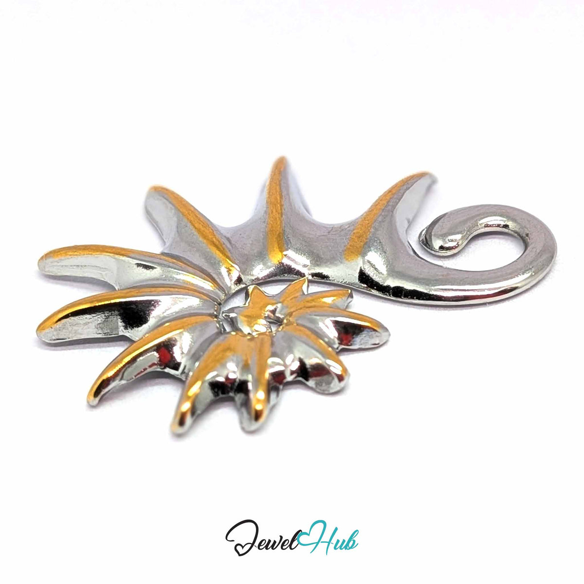 Spike Shell pendant in DuoTone stainless steel - close-up detail - JewelHub