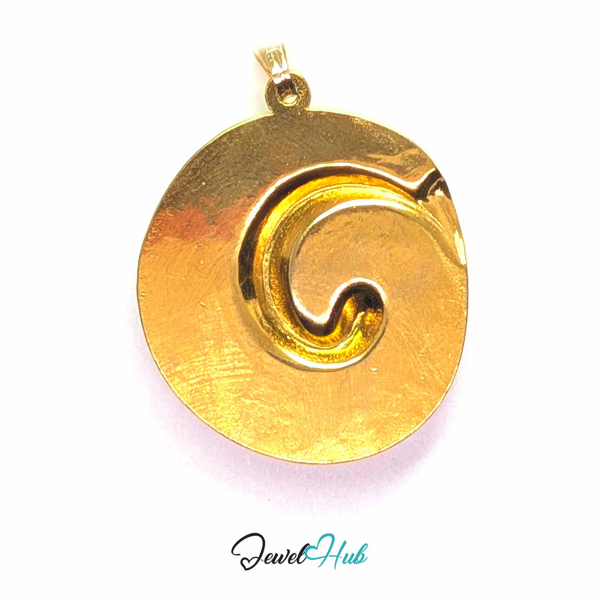 Pearl Spiral Shell pendant in gold-tone stainless steel - back view - JewelHub