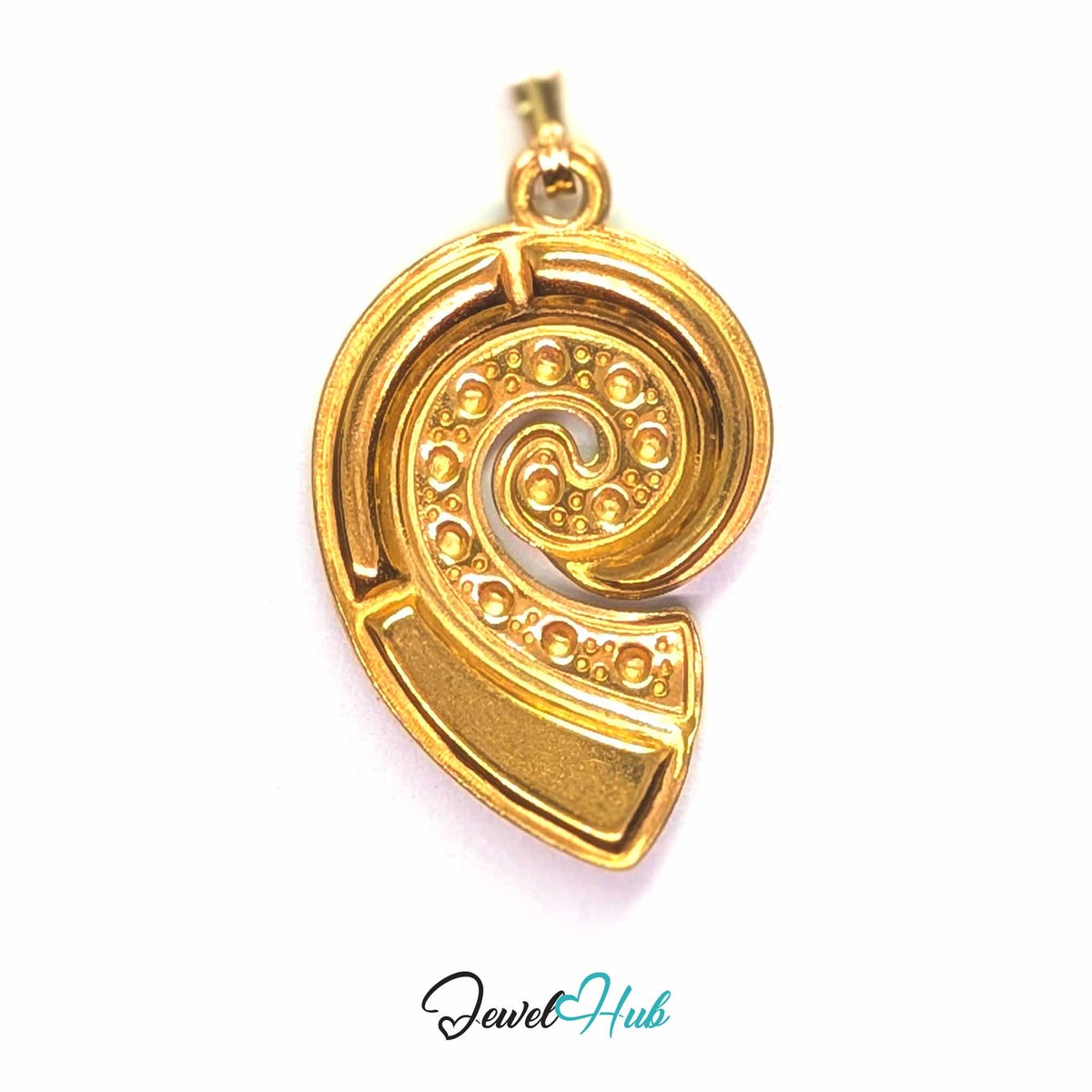 Pearl Nautilus Shell pendant in gold-tone stainless steel - back view - JewelHub