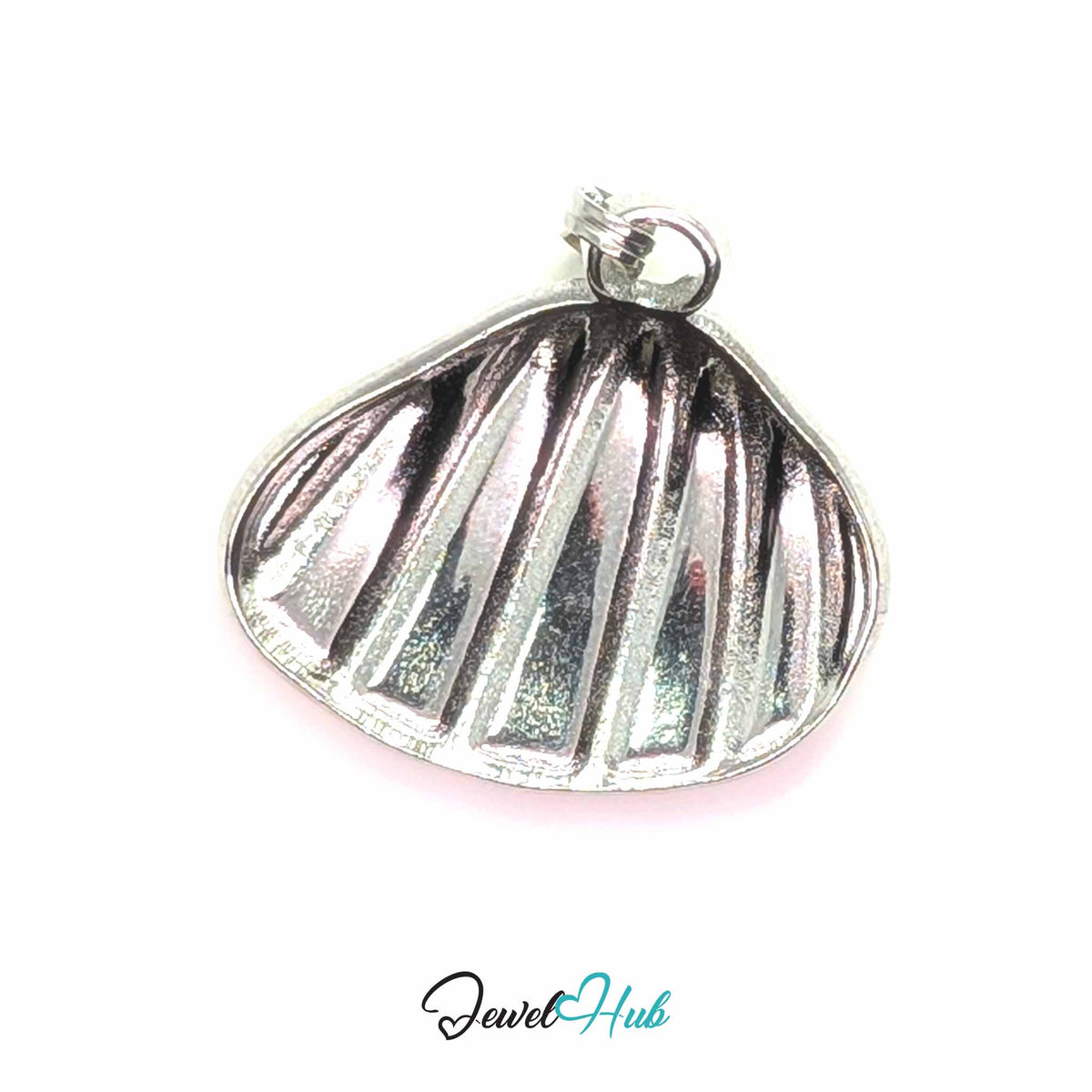 Scallop Shell pendant in DuoTone stainless steel - back view - JewelHub
