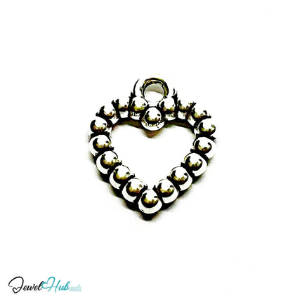 Beaded Heart MiniCharm – Symmetrical Beadwork in Silver-Plated Zinc Alloy Charm