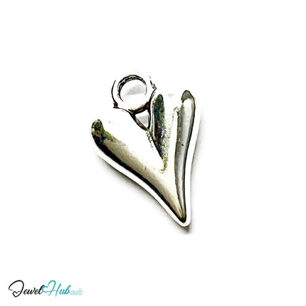 Stylised Heart MiniCharm – Silver-Plated Pendant for Presence | Necklace or Bracelet Option | Zinc Alloy Charm