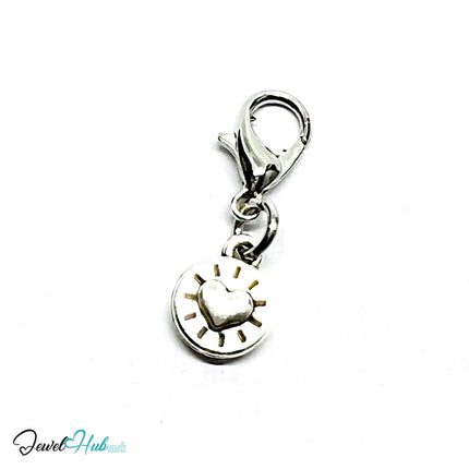 MiniCharm . Love Heart & Circle Heart . Accent of Emotion . Silver-Plated Zinc Alloy Charms