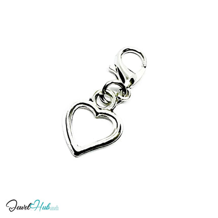 Hollow Heart MiniCharms – Silver-Plated Heartline Detail | Necklace or Bracelet Options | Zinc Alloy Charms