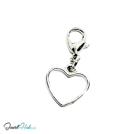 Hollow Heart MiniCharms – Silver-Plated Heartline Detail | Necklace or Bracelet Options | Zinc Alloy Charms