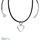 Wider Heart / With Faux Leather Necklace