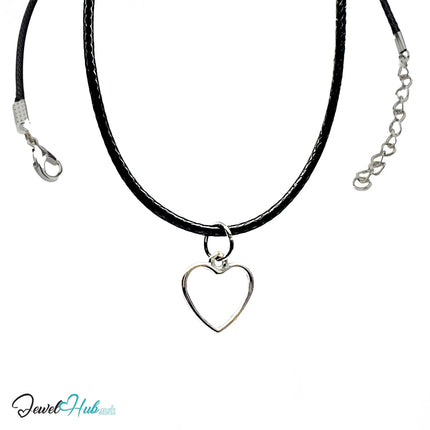 Hollow Heart MiniCharms – Silver-Plated Heartline Detail | Necklace or Bracelet Options | Zinc Alloy Charms