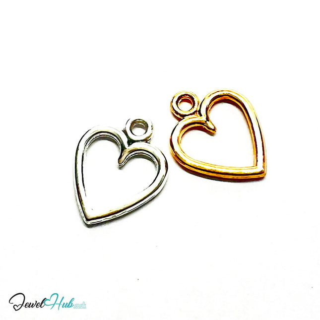 Hollow Heart MiniCharms – Rose Gold & Silver-Plated Charm for Connection | Necklace or Bracelet Options | Zinc Alloy Charms