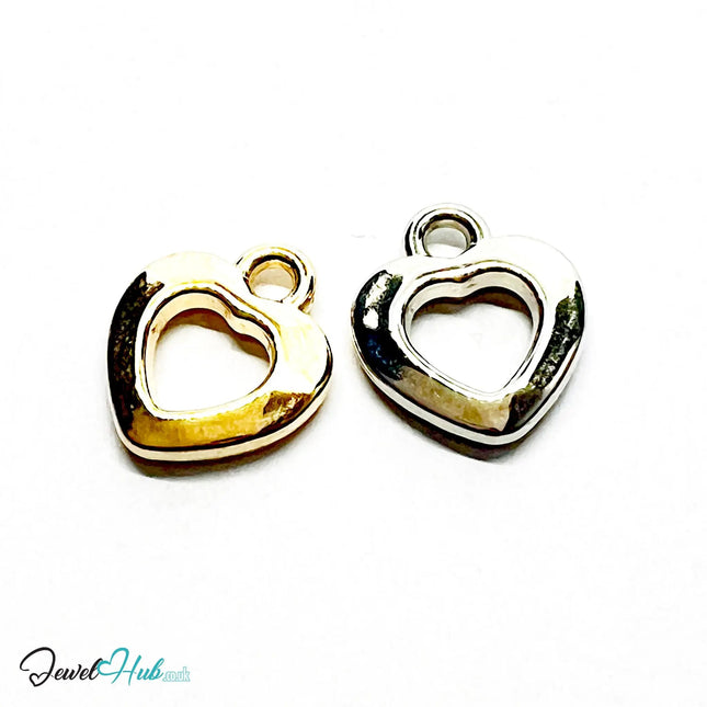 Bolded Hollow Heart MiniCharms – Gold & Silver-Plated Charm with Character | Necklace or Bracelet Options | Zinc Alloy Jewellery