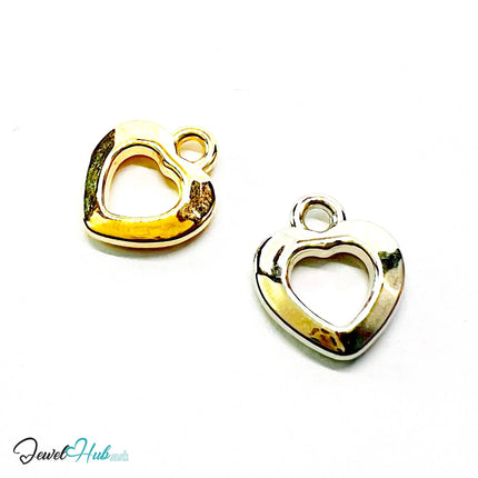 Bolded Hollow Heart MiniCharms – Gold & Silver-Plated Charm with Character | Necklace or Bracelet Options | Zinc Alloy Jewellery