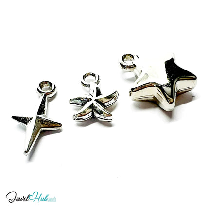 Star Trio MiniCharms – Silver-Plated Accent of Emotion | Necklace or Bracelet Options | Zinc Alloy Jewellery