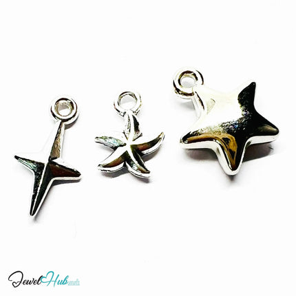 Star Trio MiniCharms – Silver-Plated Accent of Emotion | Necklace or Bracelet Options | Zinc Alloy Jewellery