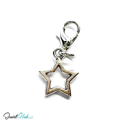 Hollow Star Trio MiniCharms – Silver-Plated Heartline Detail | Necklace or Bracelet Options | Zinc Alloy Jewellery