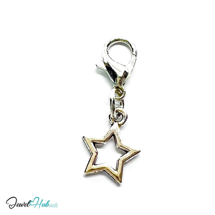 Hollow Star Trio MiniCharms – Silver-Plated Heartline Detail | Necklace or Bracelet Options | Zinc Alloy Jewellery