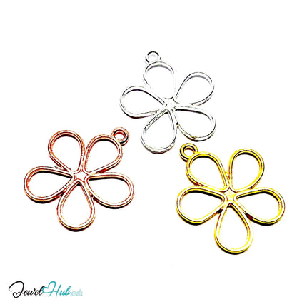 Three-Tone Bloom MiniCharm – Silver, Gold, Rose Gold-Plated | Necklace or Bracelet Options | Premium Copper Jewellery