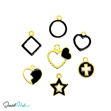 Love to the Moon Charm Bracelet · Gold-Tone Plated · Glossy Black Motifs · 19cm CT