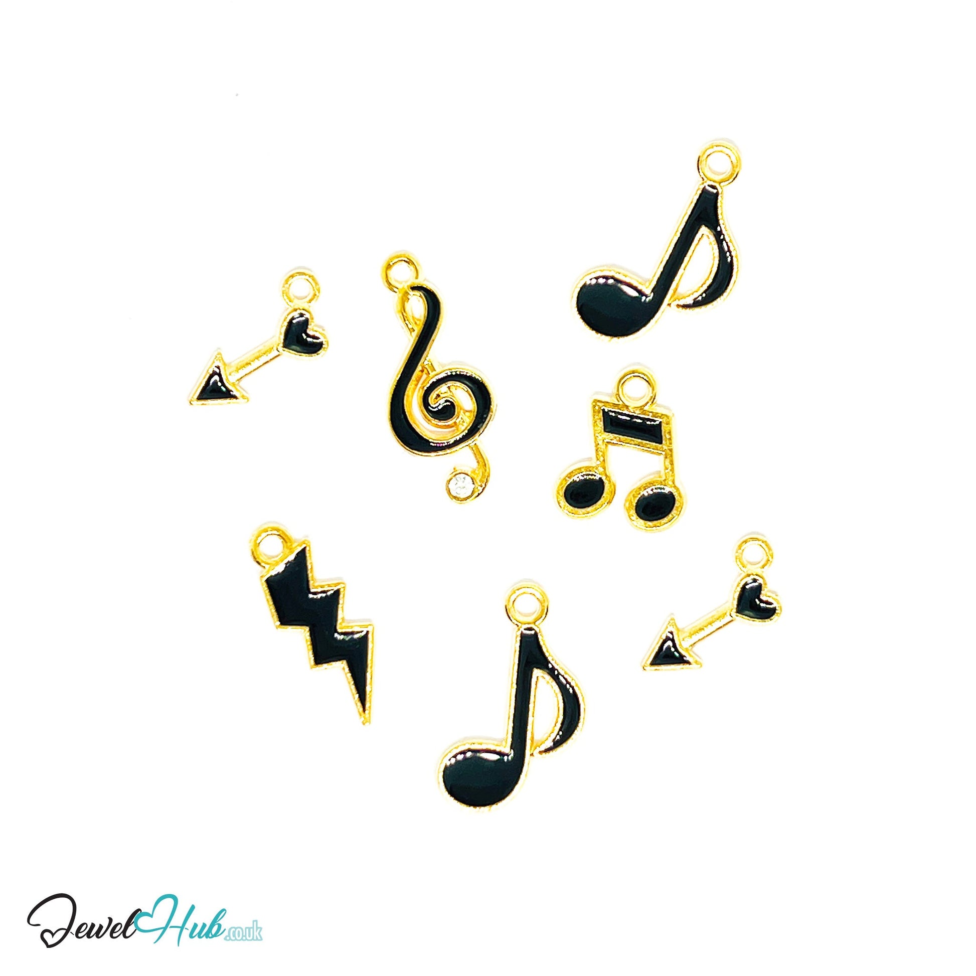 The Music Moments Charm Bracelet · Gold-Tone Plated · Glossy Black Motifs · 19cm CT