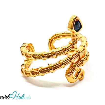 🔱 Gold Snake Wrap Ring – Premium Copper · Gold K Plated · Adjustable (M/N/O/P) · Sculptural Fashion Jewellery CT