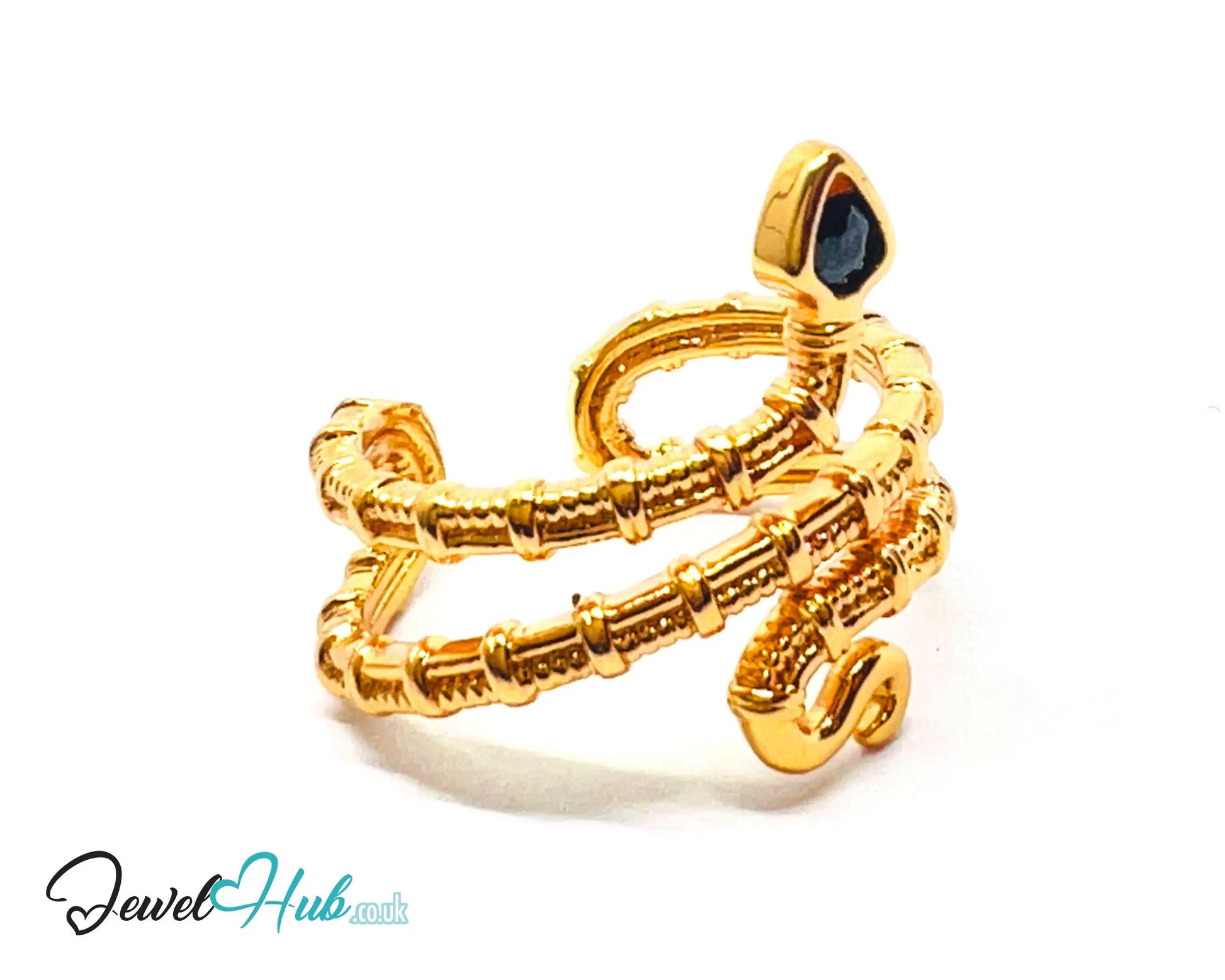 🔱 Gold Snake Wrap Ring – Premium Copper · Gold K Plated · Adjustable (M/N/O/P) · Sculptural Fashion Jewellery CT