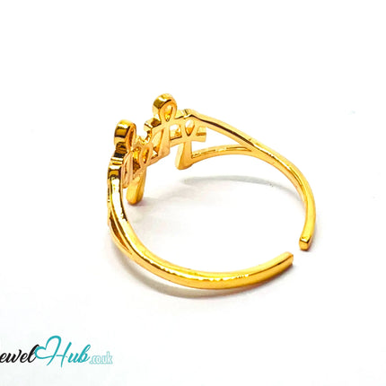 🔱 Gold Family Trio Ring – Premium Copper · Gold K Plated · Adjustable (O/P/Q/R) · Sculptural Silhouette CT