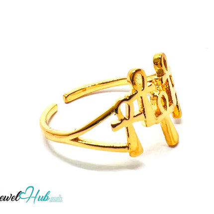 🔱 Gold Family Trio Ring – Premium Copper · Gold K Plated · Adjustable (O/P/Q/R) · Sculptural Silhouette CT
