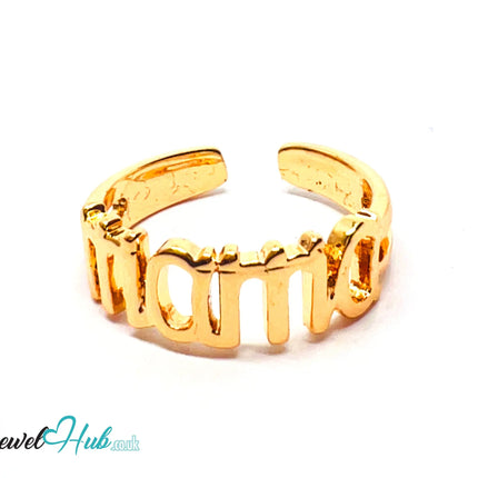 🔱 Gold Mama Ring – Premium Copper · Gold K Plated · Adjustable (M/N/O/P) · Text-Inspired Design CT