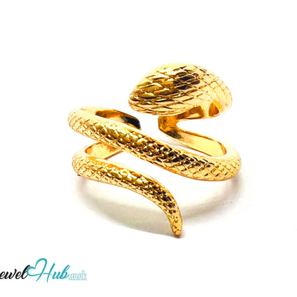 🔱 Gold Snake Wrap Ring – Premium Copper · Gold K Plated · Adjustable (M/N/O/P) · Coiled Serpent Design CT