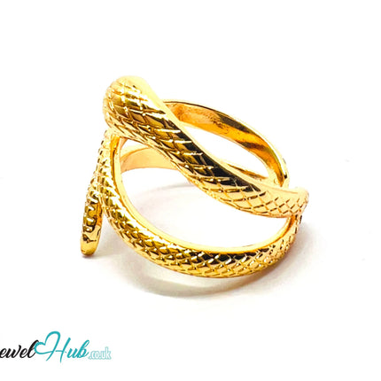 🔱 Gold Snake Wrap Ring – Premium Copper · Gold K Plated · Adjustable (M/N/O/P) · Coiled Serpent Design CT