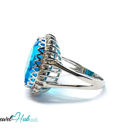 🔱 Radiant Regal Ring – Premium Copper · White K Plated · UK P · US 8 · UK S · UK 9.5 · Over-Cut Center Stone · Halo Zirconia Detail CT