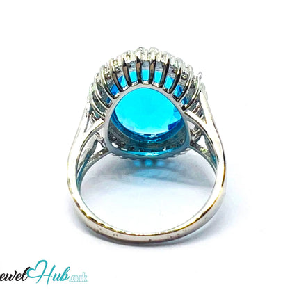 🔱 Radiant Regal Ring – Premium Copper · White K Plated · UK P · US 8 · UK S · UK 9.5 · Over-Cut Center Stone · Halo Zirconia Detail CT