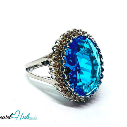 🔱 Radiant Regal Ring – Premium Copper · White K Plated · UK P · US 8 · UK S · UK 9.5 · Over-Cut Center Stone · Halo Zirconia Detail CT