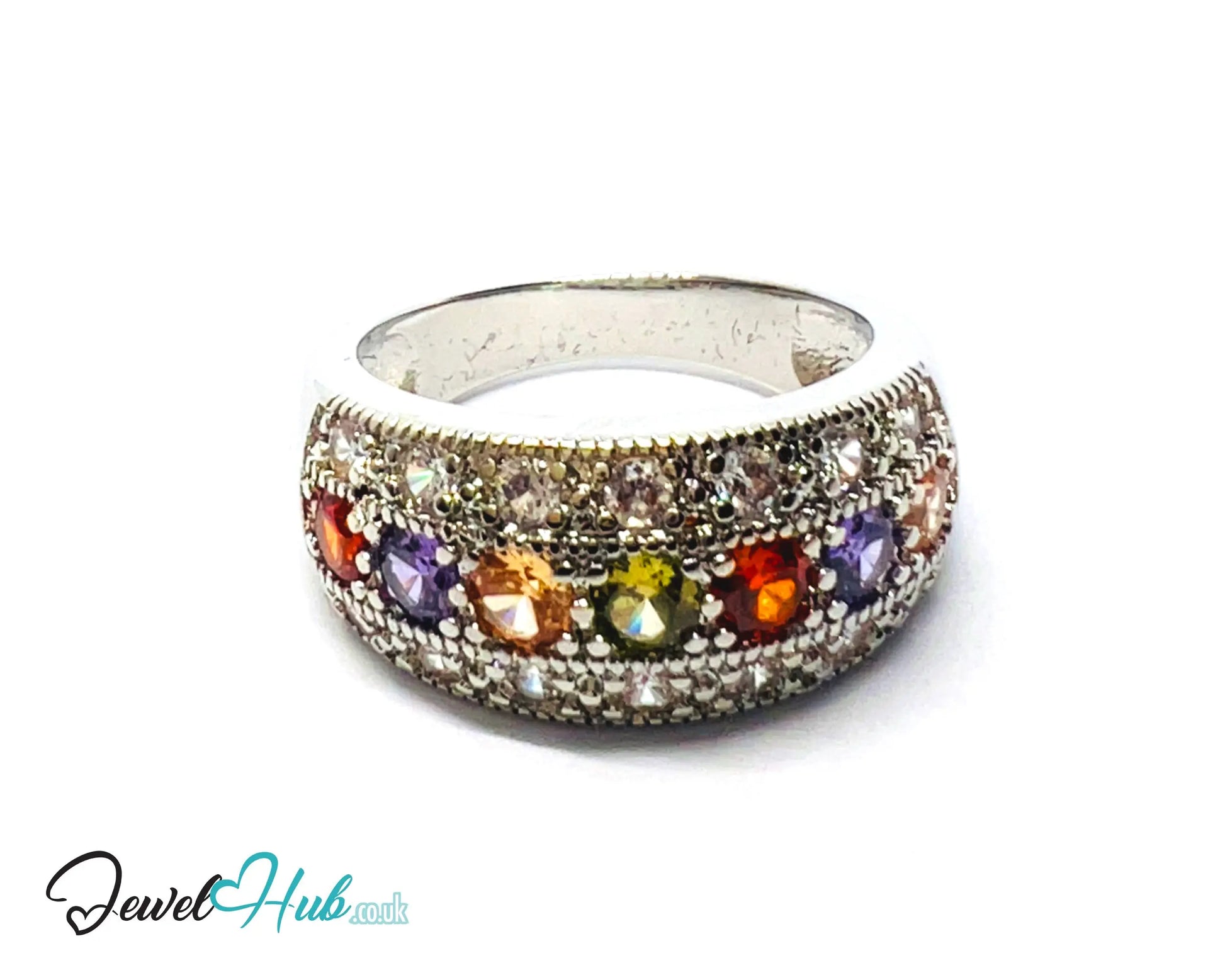 ✨ Golden Harmony Ring – Premium Copper · White K Plated · UK O · US 7.5 · UK S · US 9.5 · Gemstone Bloom CT