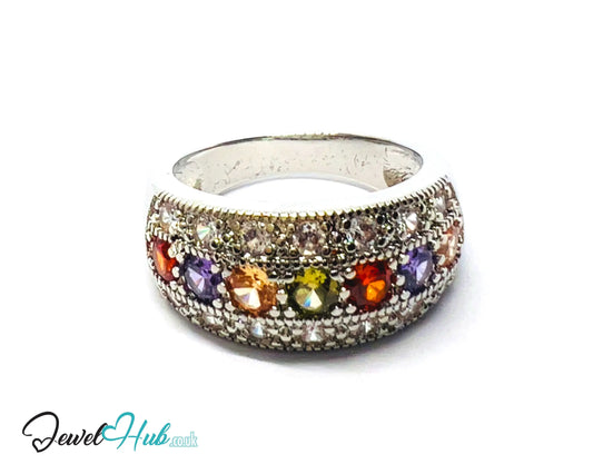 ✨ Golden Harmony Ring – Premium Copper · White K Plated · UK O · US 7.5 · UK S · US 9.5 · Gemstone Bloom CT