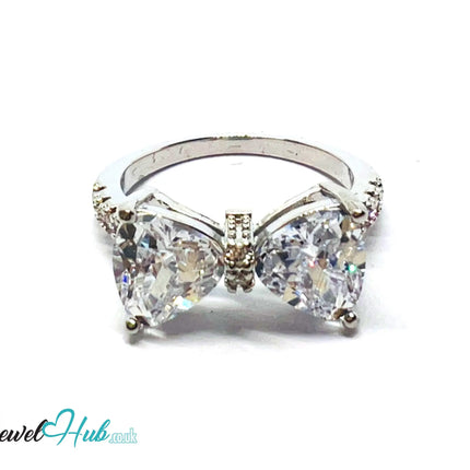 ✨ 🦋 Celestial Butterfly Ring – Premium Copper · White K Plated · UK N · US 7 · UK Q · US 8.5 · Gemstone Bloom & Triangle Diamond Wings CT