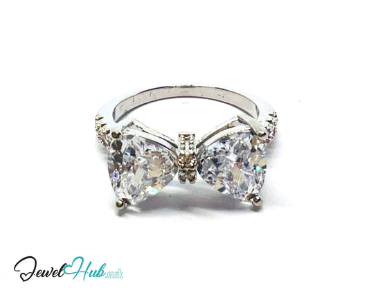 ✨ 🦋 Celestial Butterfly Ring – Premium Copper · White K Plated · UK N · US 7 · UK Q · US 8.5 · Gemstone Bloom & Triangle Diamond Wings CT
