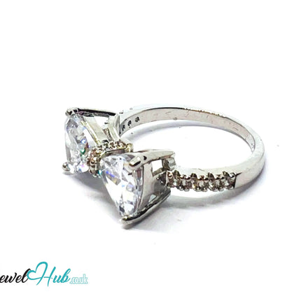 ✨ 🦋 Celestial Butterfly Ring – Premium Copper · White K Plated · UK N · US 7 · UK Q · US 8.5 · Gemstone Bloom & Triangle Diamond Wings CT