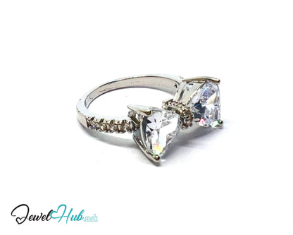 ✨ 🦋 Celestial Butterfly Ring – Premium Copper · White K Plated · UK N · US 7 · UK Q · US 8.5 · Gemstone Bloom & Triangle Diamond Wings CT
