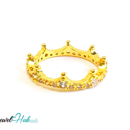 🔱 Crown Bloom Ring – Premium Copper · White/Gold K Plated · UK M · US 6.5 · UK S · US 9.5 · CZ Halo Cluster CT