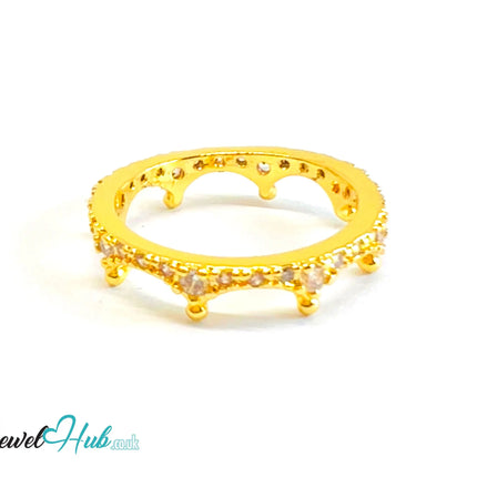 🔱 Crown Bloom Ring – Premium Copper · White/Gold K Plated · UK M · US 6.5 · UK S · US 9.5 · CZ Halo Cluster CT