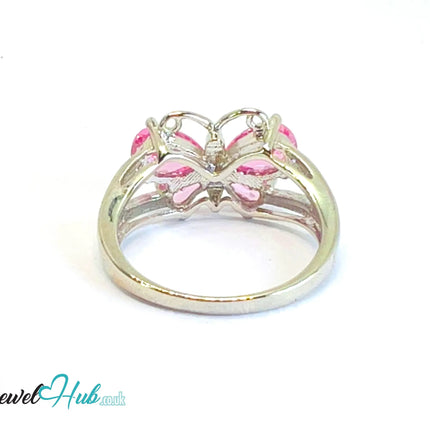 🔱 Butterfly Gem Ring – Premium Copper · White K Plated · UK M · US 6.5 · UK R · US 9 · Dual Pink Gemstones CT