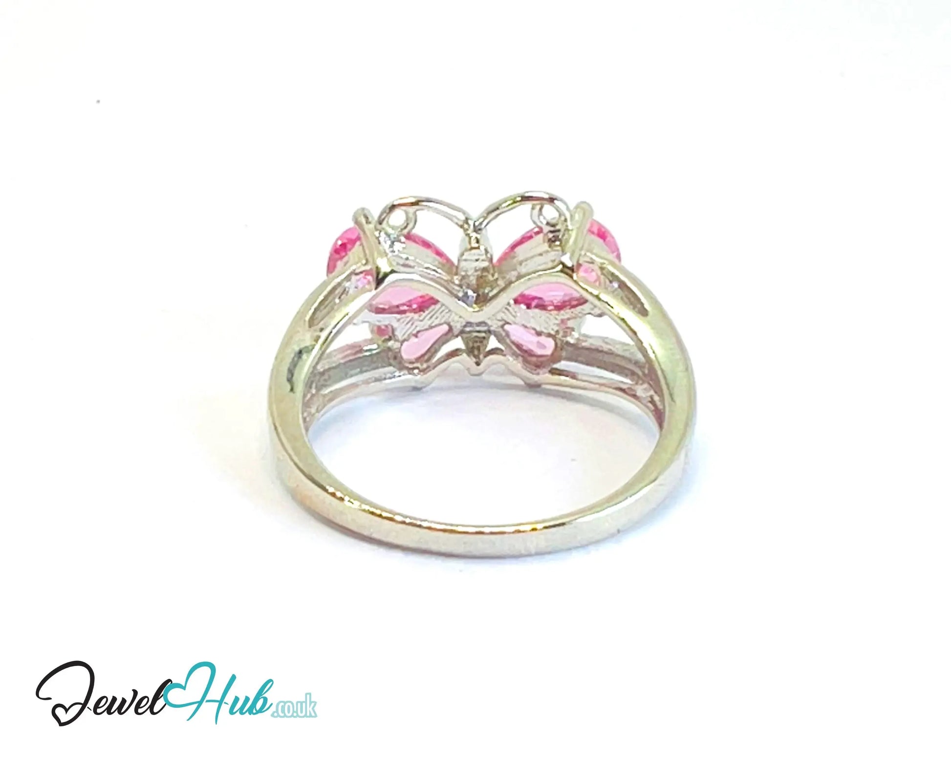 🔱 Butterfly Gem Ring – Premium Copper · White K Plated · UK M · US 6.5 · UK R · US 9 · Dual Pink Gemstones CT