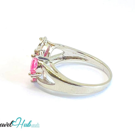 🔱 Butterfly Gem Ring – Premium Copper · White K Plated · UK M · US 6.5 · UK R · US 9 · Dual Pink Gemstones CT
