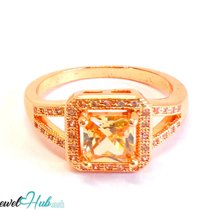 🔱 Solar Bloom Ring – Premium Copper · Rose Gold Plated · UK L · US 6 · Orange Gemstone Focus CT