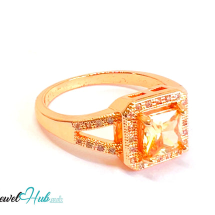 🔱 Solar Bloom Ring – Premium Copper · Rose Gold Plated · UK L · US 6 · Orange Gemstone Focus CT