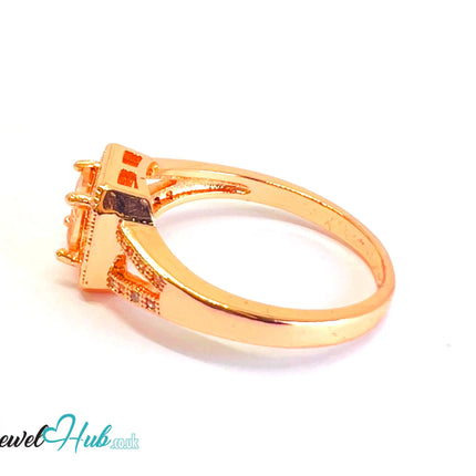 🔱 Solar Bloom Ring – Premium Copper · Rose Gold Plated · UK L · US 6 · Orange Gemstone Focus CT
