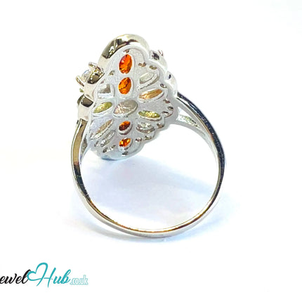 🔱 Garden Prism Ring – White K Copper · UK M · US 6.5 · Multicolour Gem Cluster CT