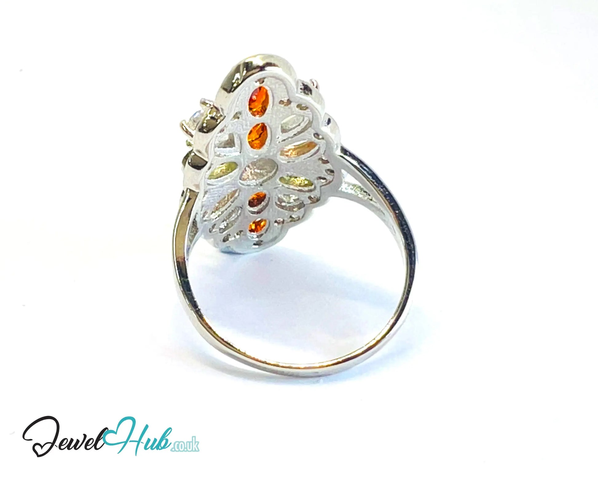 🔱 Garden Prism Ring – White K Copper · UK M · US 6.5 · Multicolour Gem Cluster CT