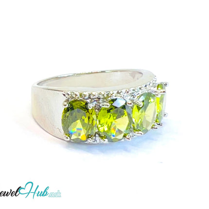 🔱 Verdant Crown Ring – White K Copper · UK U · US 10.5 · Four Green Gemstones CT